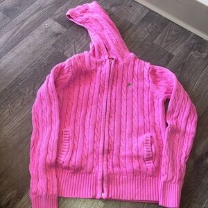 Lilly  Pulitzer Pink Cable Knit Girls Zip up  Sweater Sz 8